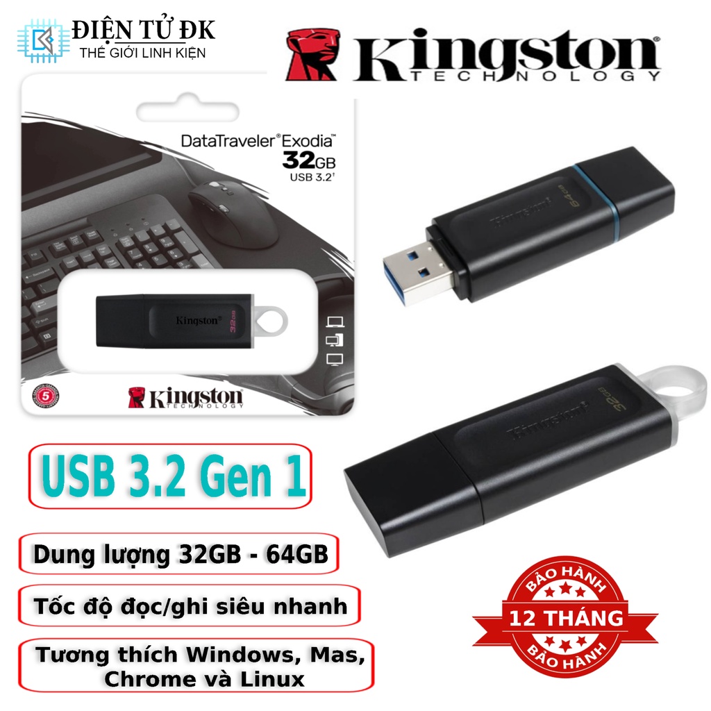 USB 32GB / 64GB / 128GB Kingston DataTraveler Exodia DTX USB 3.2 Gen 1, Tương thích Cổng USB 2.0, 3.0 ....Chính Hãng