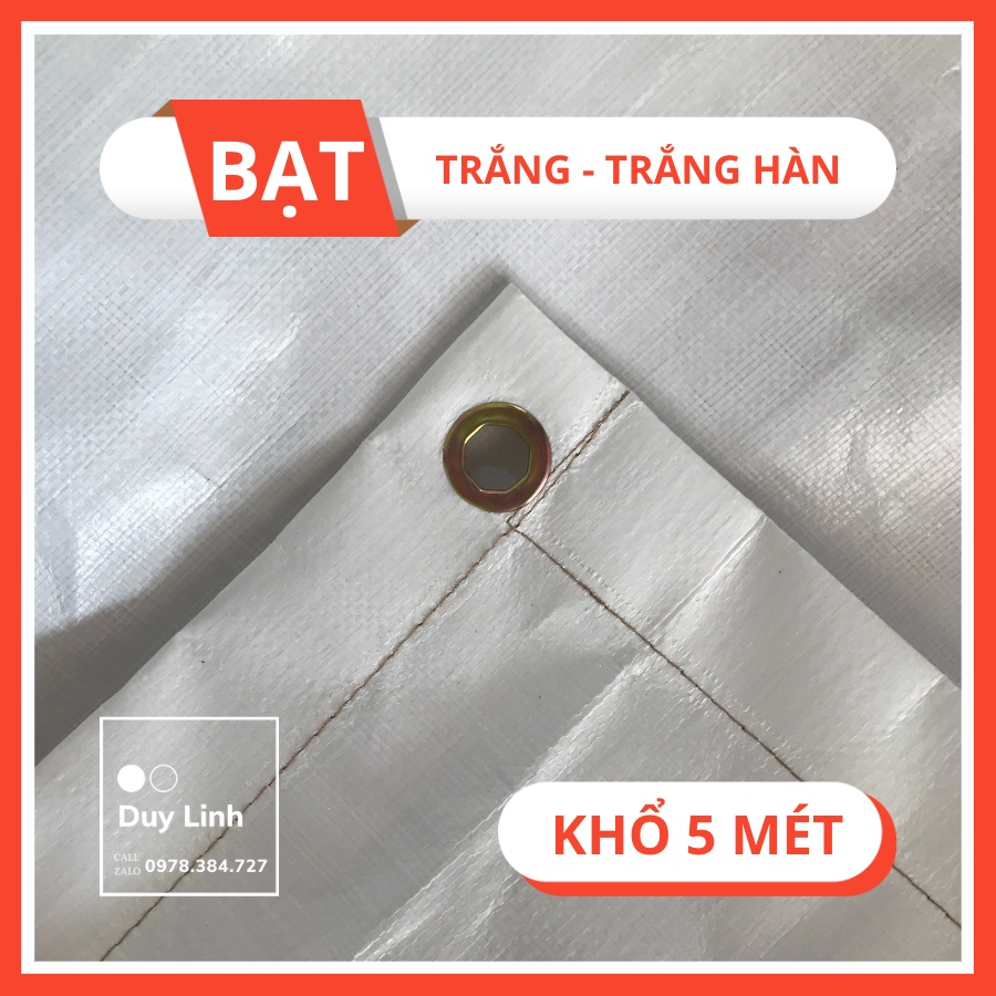 Bạt Trắng Trắng Hàn Loại 1 Che Nắng Che Mưa Đa Dụng Đã Được May Viền Và Đóng Khuy (Khối lượng 200gr/m2)