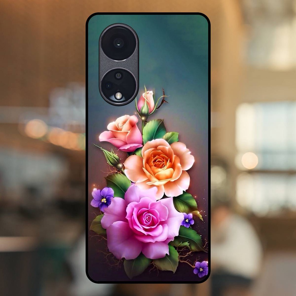 Ốp lưng điện thoại Oppo Reno 8T 5G viền đen Hoa Hồng Hoa Rose