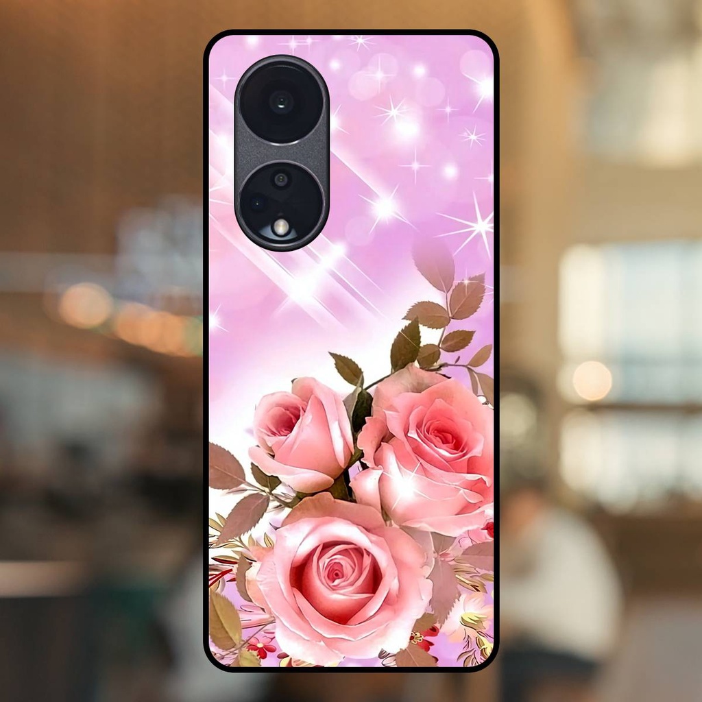 Ốp lưng điện thoại Oppo Reno 8T 5G viền đen Hoa Hồng Hoa Rose