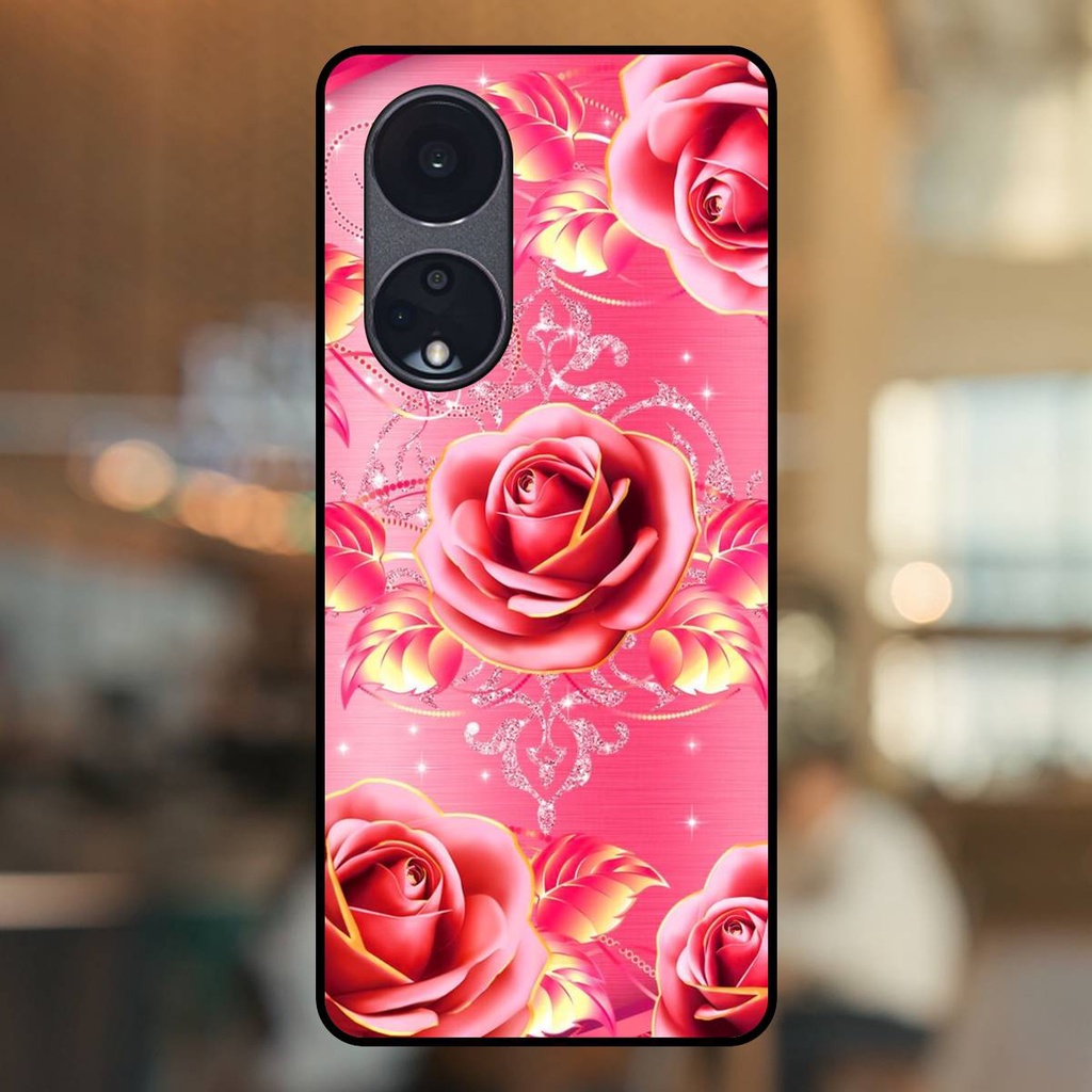 Ốp lưng điện thoại Oppo Reno 8T 5G viền đen Hoa Hồng Hoa Rose