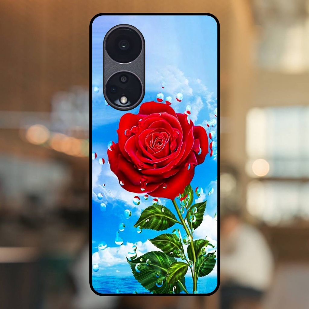 Ốp lưng điện thoại Oppo Reno 8T 5G viền đen Hoa Hồng Hoa Rose