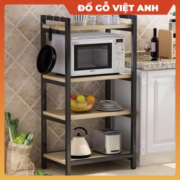 Kệ giá đa năng phòng khách bếp để lò vi sóng nồi điện, Lò nướng chân sắt sơn tĩnh điện mặt gỗ MDF nội thất VIỆT ANH
