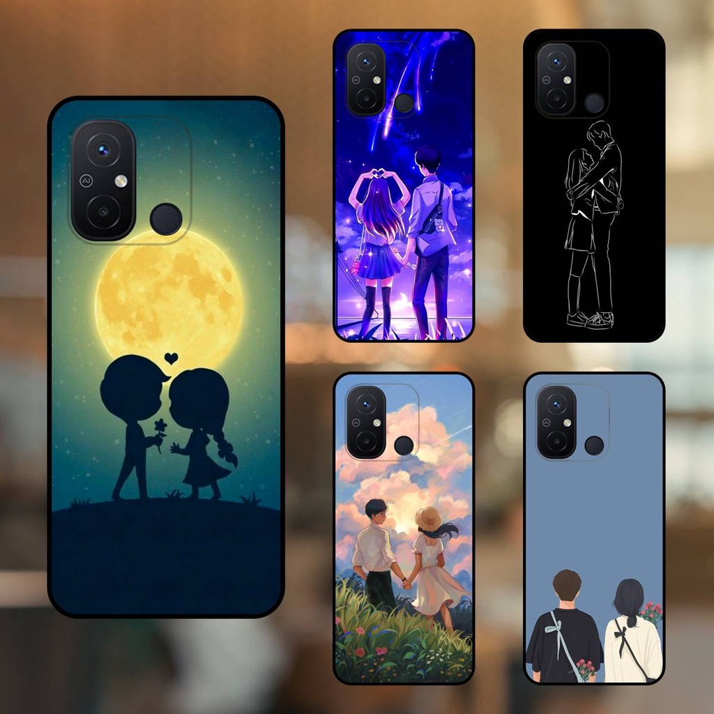 Ốp lưng điện thoại Xiaomi Redmi 12C viền đen Tình Yêu Cặp Đôi Couple Dễ Thương