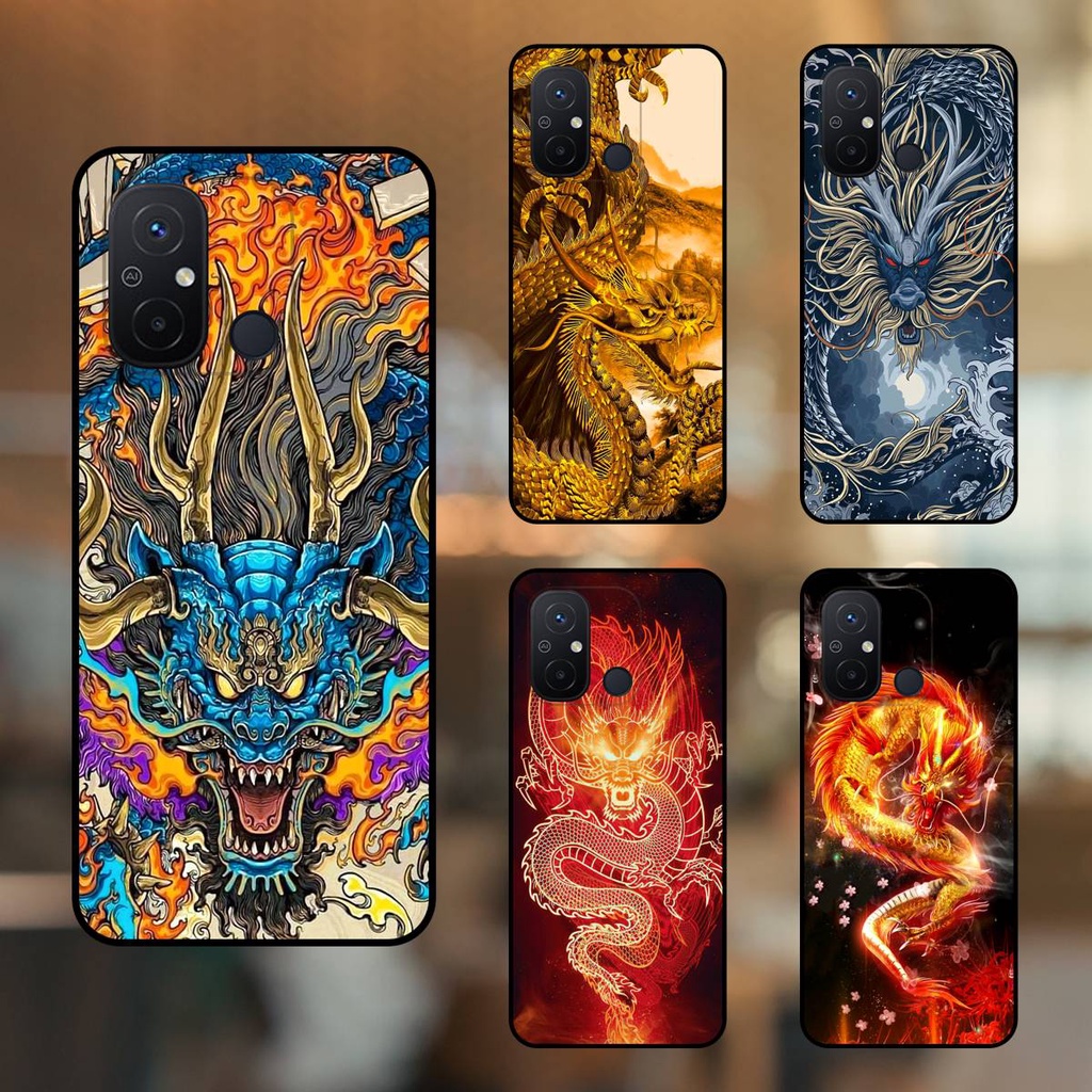 Ốp lưng điện thoại Xiaomi Redmi 12C viền đen Rồng Sang Trọng Tài Lộc May Mắn