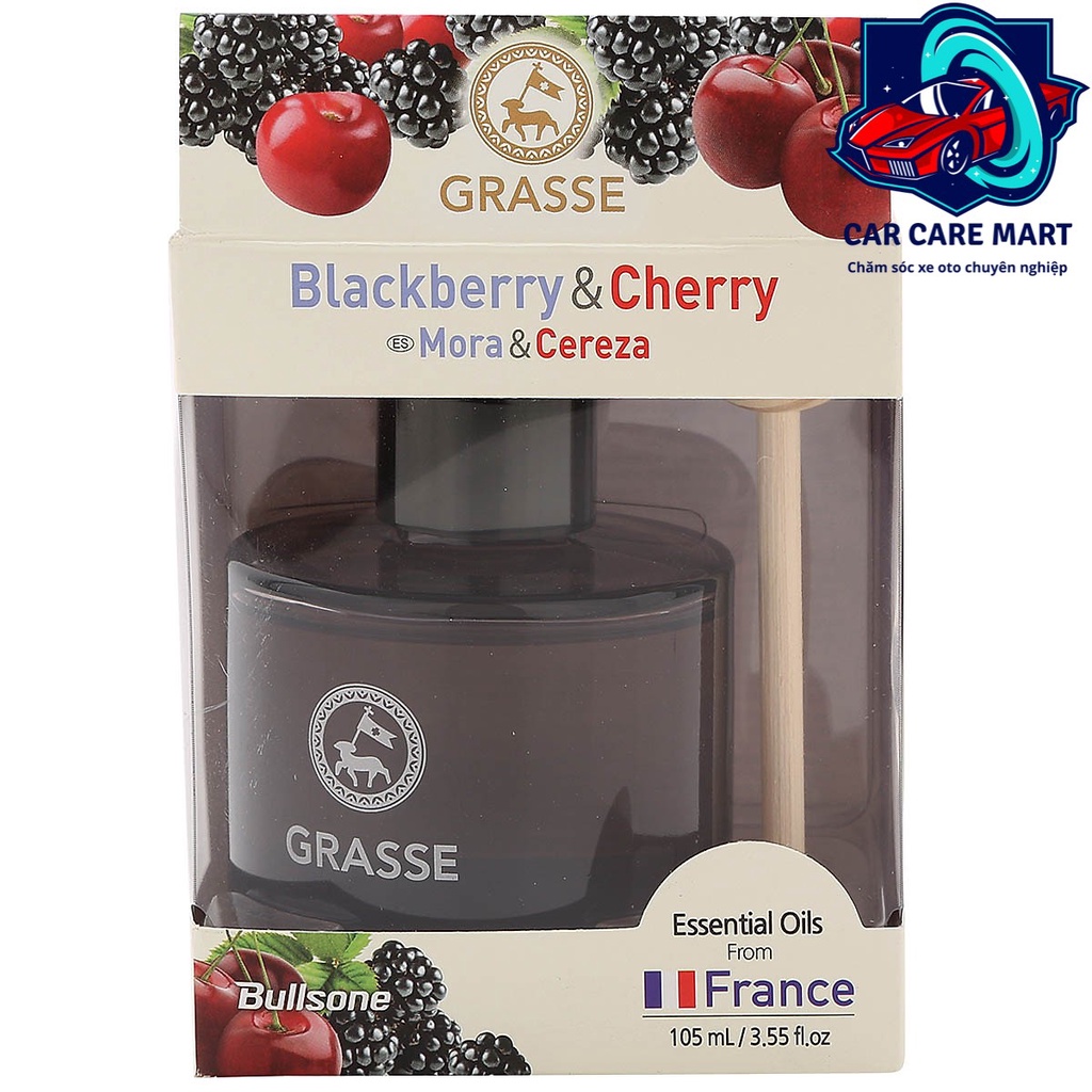 Nước Hoa Oto Cao Cấp Hương Dâu Đen Và Quả Anh Đào - BULLSONE GRASSE DIFFUSER- BLACKBERRY & CHERRY (105ML)