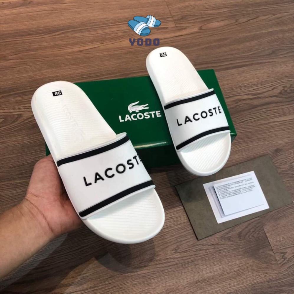 Dép LACOSTE Chữ LACOST.E Trên Quai - Dép Quai Ngang nam nữ đế cao su êm chân bền chắc thời trang