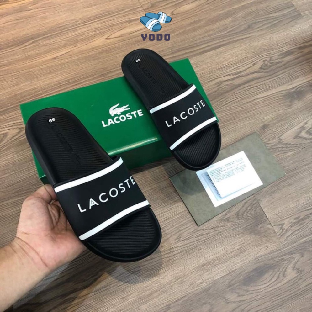 Dép LACOSTE Chữ LACOST.E Trên Quai - Dép Quai Ngang nam nữ đế cao su êm chân bền chắc thời trang