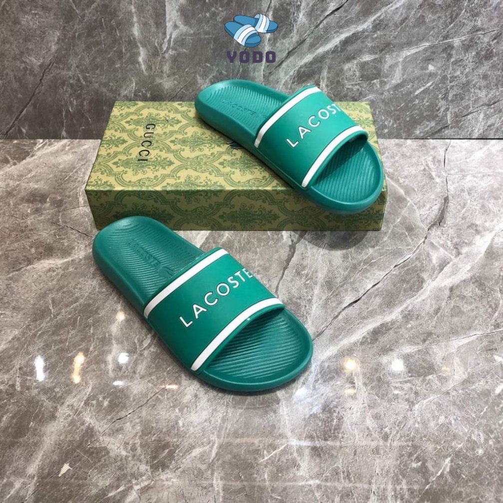 Dép LACOSTE Chữ LACOST.E Trên Quai - Dép Quai Ngang nam nữ đế cao su êm chân bền chắc thời trang