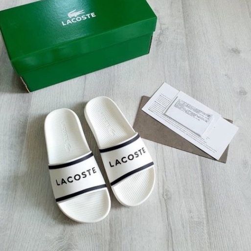 Dép LACOSTE Chữ LACOST.E Trên Quai - Dép Quai Ngang nam nữ đế cao su êm chân bền chắc thời trang