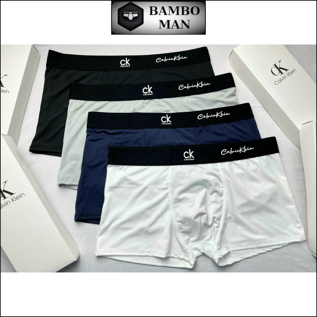 Quần Lót Nam, Quần Sịp Boxer Họa Tiết Ck Cao Cấp Chất Thun Lạnh Kháng Khuẩn Co Giãn 4 Chiều.