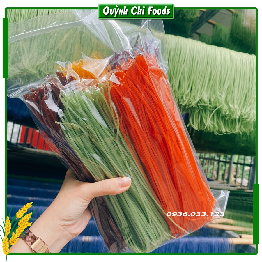 Bún, Phở ngũ sắc / Bún rau củ / gạo lứt, ngô, gấc, khoai lang, chùm ngây, lá cẩm, đậu biếc / gói 500gr