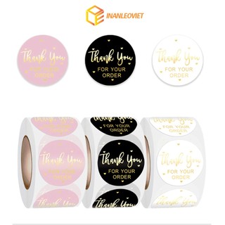 Cuộn 500 nhãn dán sticker Thank You size 2.5cm. Chỉ cần gỡ ra và dán