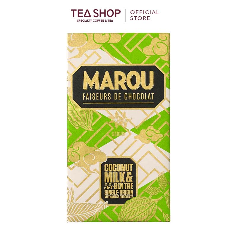 MAROU: Socola Bến Tre 55% vị sữa dừa - Thanh 80g