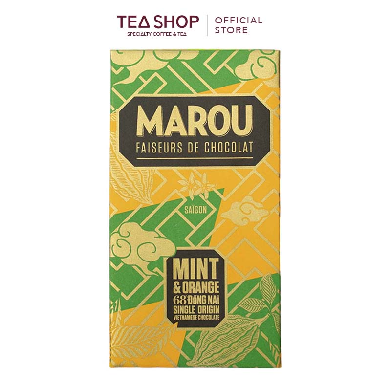 MAROU: Socola Đồng Nai 68% vị Cam Bạc Hà - Thanh 80g