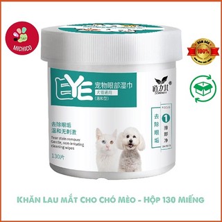 Khăn ướt vệ sinh mắt cho chó mèo – khăn lau tai cho thú cưng – hộp 130 miếng