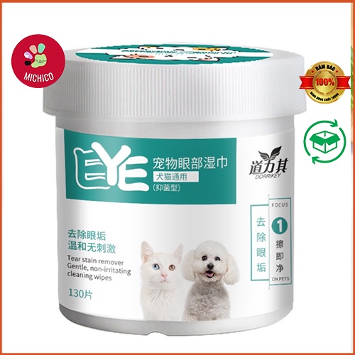 Khăn Ướt Vệ Sinh Mắt Cho Chó Mèo – Khăn Lau Tai Cho Thú Cưng – Hộp 130 miếng