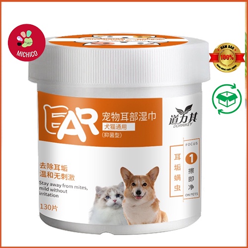 Khăn Ướt Vệ Sinh Mắt Cho Chó Mèo – Khăn Lau Tai Cho Thú Cưng – Hộp 130 miếng