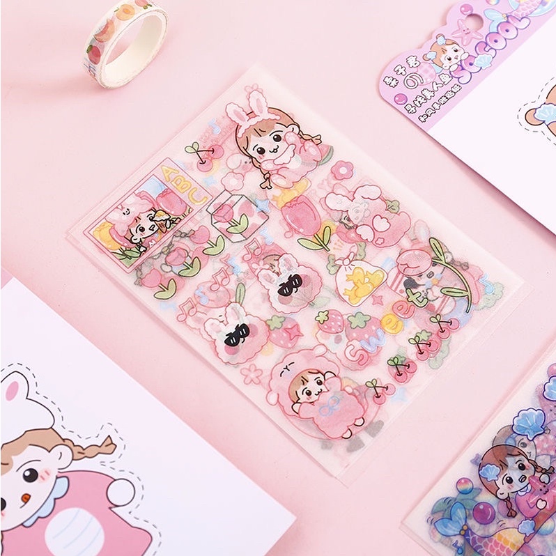 Sticker meet you dễ thương cute, túi sticker nhãn dán 4 tấm