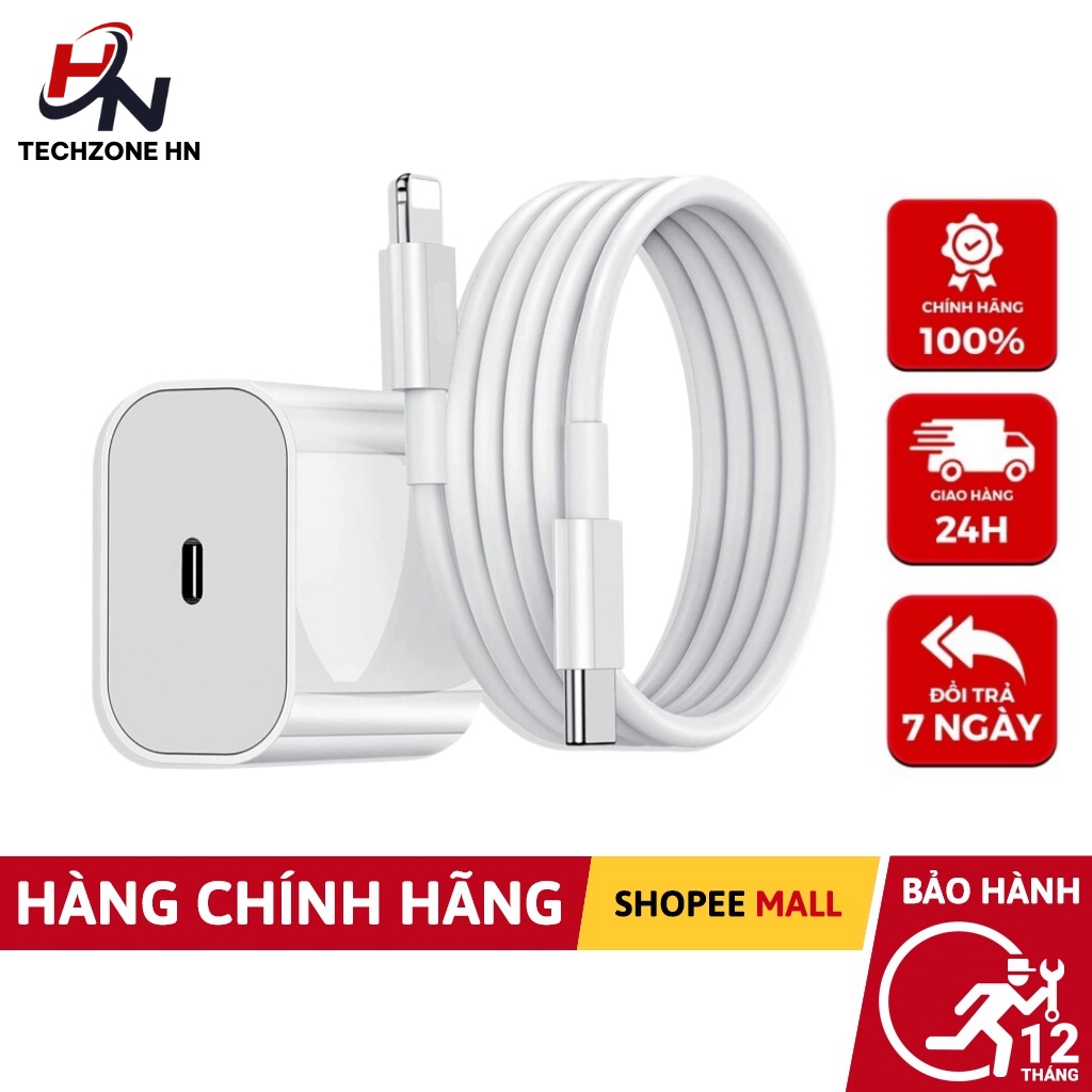 Bộ Củ Cáp Sạc Nhanh PD 20W sạc ổn định an toàn cho điện thoại ip 6 đến 13 pro max- Techzone Hanoi