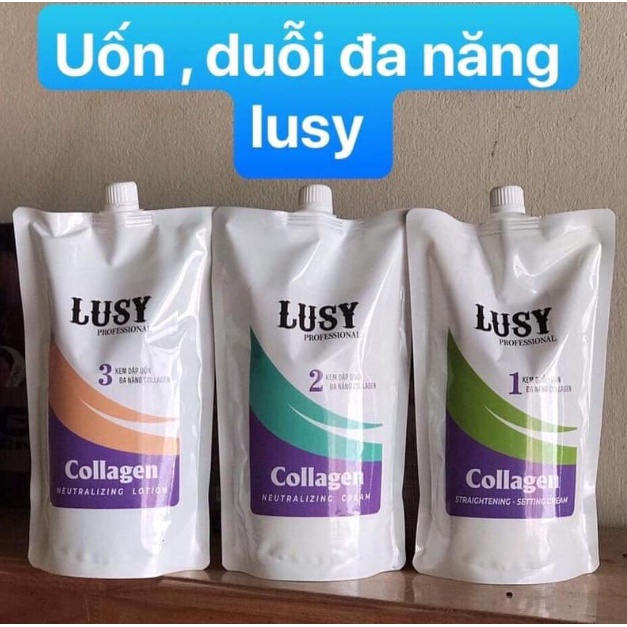 Thuốc duỗi, uốn nóng Collagen Lusy bóng mềm 1000ml - Cam kết hãng chính hãng 100%