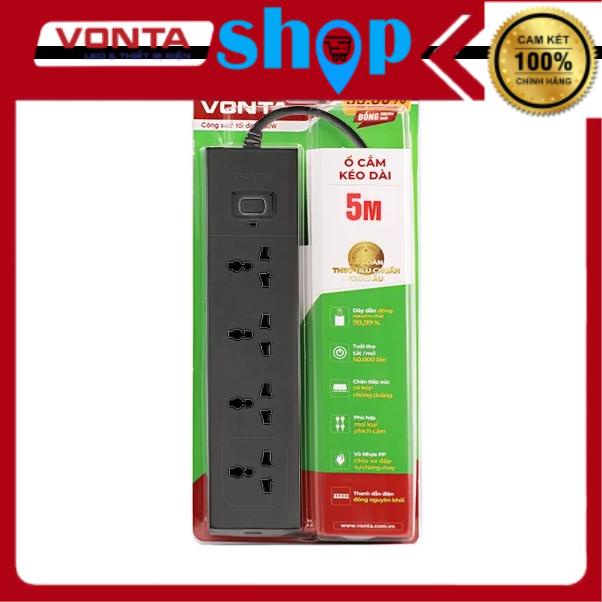 Ổ Cắm kéo dài Vonta 99.99 Ổ 4 Đa Năng Màu Xám (5m) VTA4040B/G-50