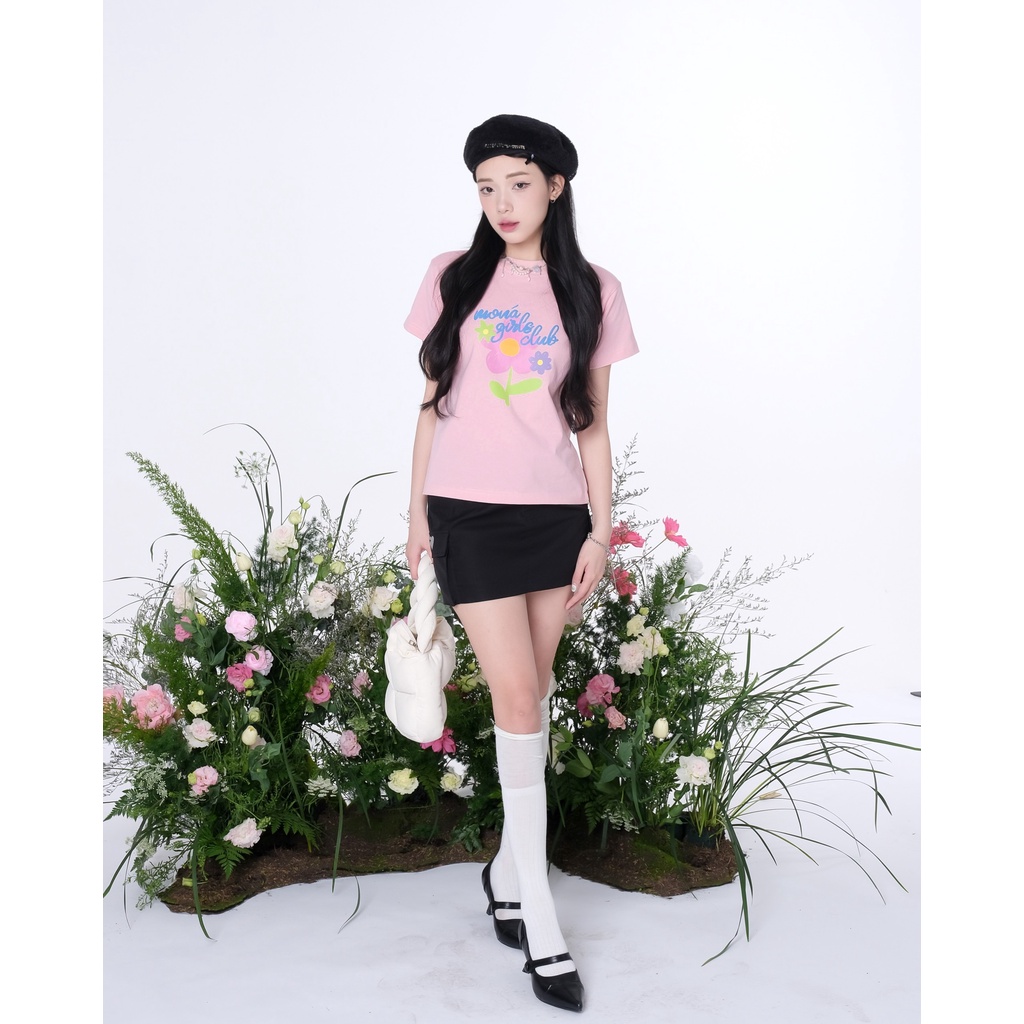 Áo thun baby tee MONÁ - SINGLE HỒNG