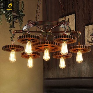 Đèn thả chùm bánh răng 7 bóng trang trí decor quán bar, quầy cafe - Đèn Khả Hân