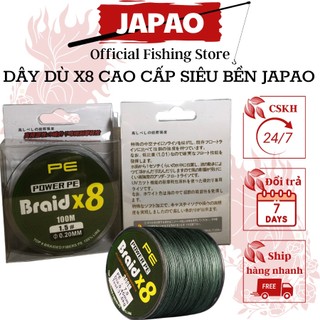 Dây dù câu cá siêu bền dài 100m japao power x8 pe 8 lõi bền tải khỏe đủ size câu cá lăng xê lure