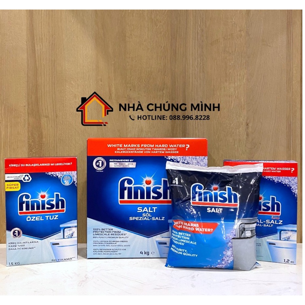 Muối rửa chén bát Finish giúp làm mềm nước nước cứng 1kg,1.2kg,1.5kg dành cho máy rửa bát