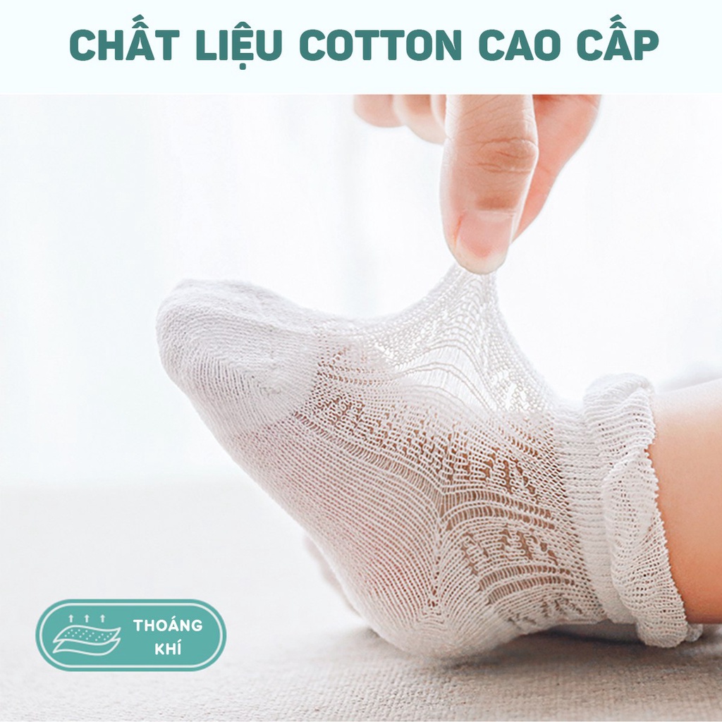 Set 4 Đôi Tất Lưới Siêu Mỏng Cho Bé Trai KYS+ Cotton Thấm Hút Mềm Thoáng Mùa Hè Cổ Ngắn (Size 0 - 3 tuổi) S4LM