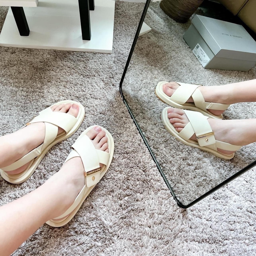 Giày Sandal CK đế dày quai đan chéo tôn dáng sang trọng hàng fullbox mẫu mới BST mùa hè D60271