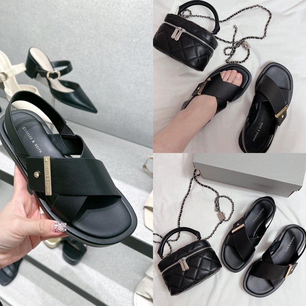 Giày Sandal CK đế dày quai đan chéo tôn dáng sang trọng hàng fullbox mẫu mới BST mùa hè D60271