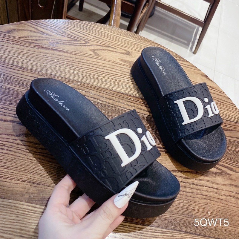 Dép bánh mỳ Fashion đúc nguyên khối cao su chữ DIO đế cao 6cm FDIO TRANGBIHUE TRANGBIHUE