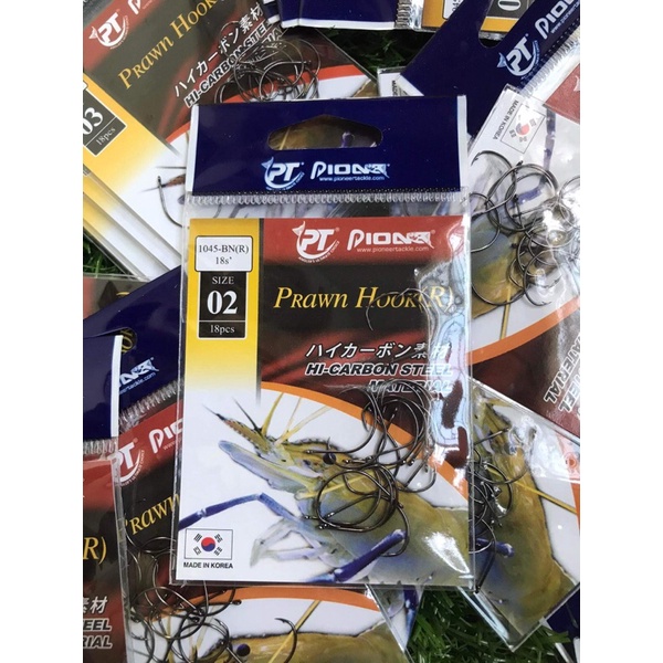 Lưỡi câu tôm Pioneer có ngạnh 1045-BN bịch 18 lưỡi