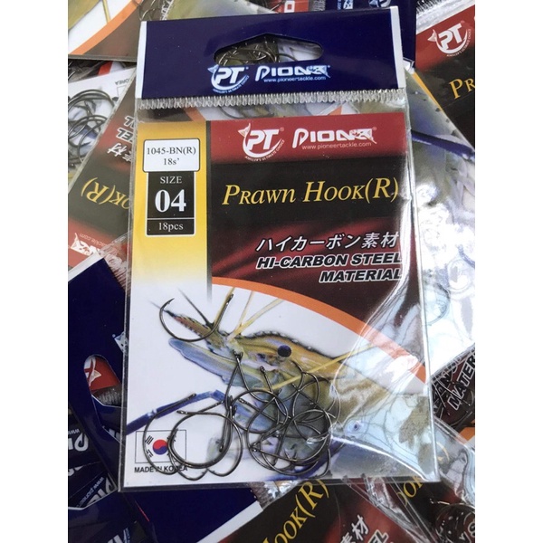 Lưỡi câu tôm Pioneer có ngạnh 1045-BN bịch 18 lưỡi