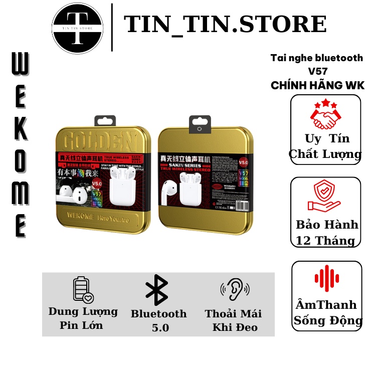 Tai nghe True Wireless WK TWS Earbuds Gen2 V57
