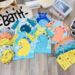 Đồ bơi bé trai , sẹt bộ đồ bơi 3ct áo +quần+mũ họa tiết khủng long đáng yêu cho bé