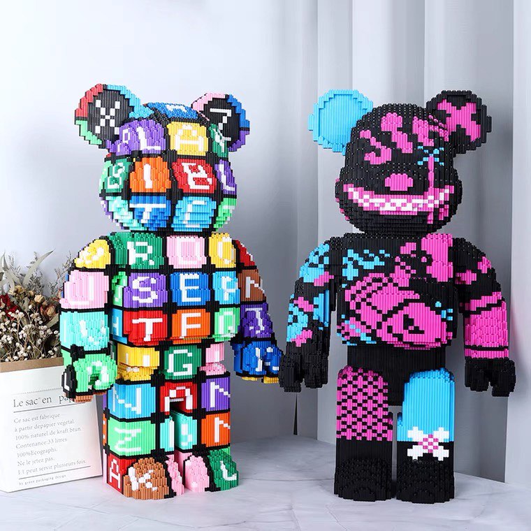 Le.go Mô Hình Lắp Ráp Gấu Bearbrick Bạo Lực JINX 55cm nhân vật liên minh huyền thoại