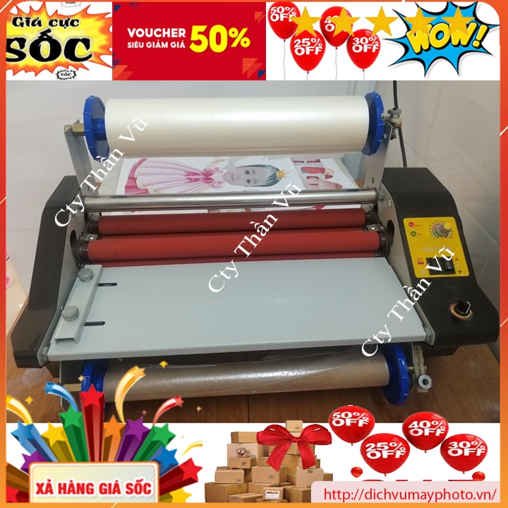 Máy cán màng 2 mặt FM360T có thể điều chỉnh tốc độ ép cán chất lượng đảm bảo INECO