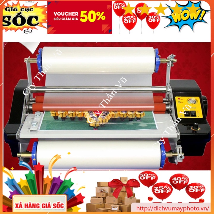 Máy cán màng 2 mặt FM360T có thể điều chỉnh tốc độ ép cán chất lượng đảm bảo INECO