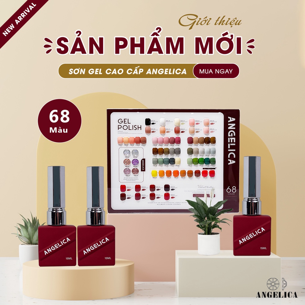 Set 68 Màu Sơn Gel Tặng Kèm Base Top Và Bảng Màu ANGELICA SGA