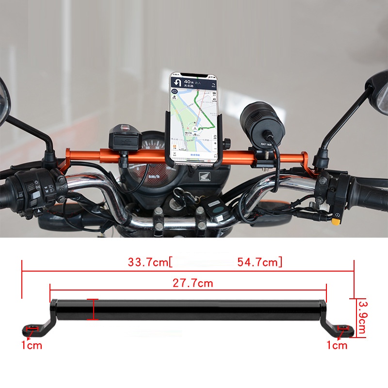 Thanh mở rộng giá đỡ gắn điện thoại, đèn pha trên gương chiếu hậu MẪU DÀI 2 BÊN - Hội quán Phượt XTU khuyên dùng