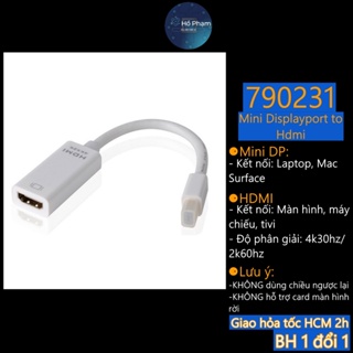 Hình ảnh Cáp chuyển Mini Displayport to HDMI,mini dp ra hdmi FULLHD 1080p/4K có thể dùng cho laptop, Mac 2011 2017 - Hồ Phạm