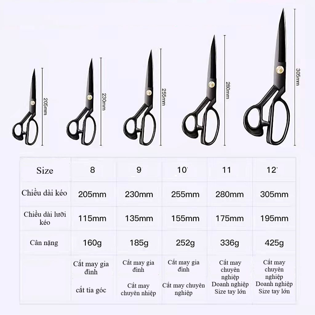 Kéo Cắt Vải Chuyên Nghiệp size 8 - 12 inch