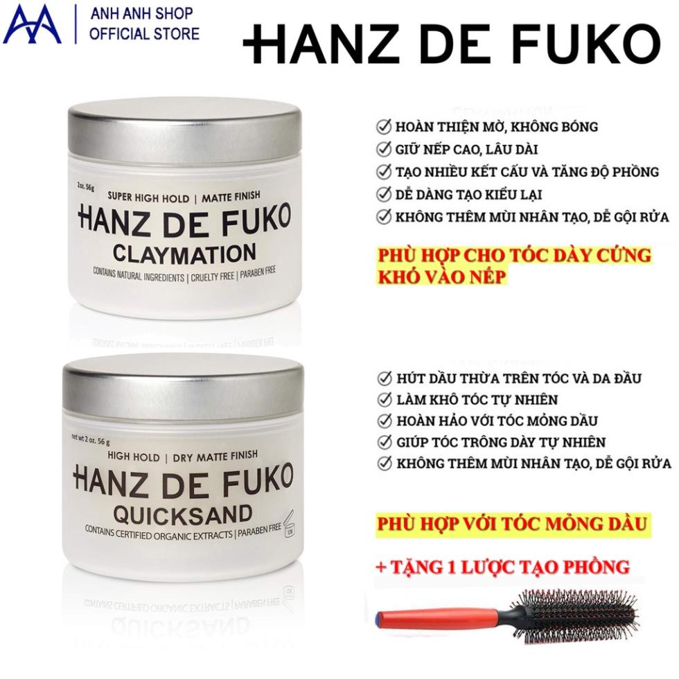 Sáp Vuốt Tóc Hanz De Fuko - Sáp Vuốt Tóc Hanz De Fuko Tạo Kiểu Hanz De Fuko Quicksand, Claymation 56Gr 79 12