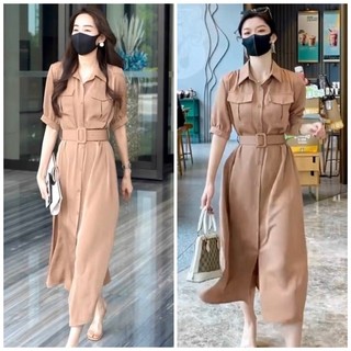 Đầm kem túi hộp kèm belt (kèm hình thật)