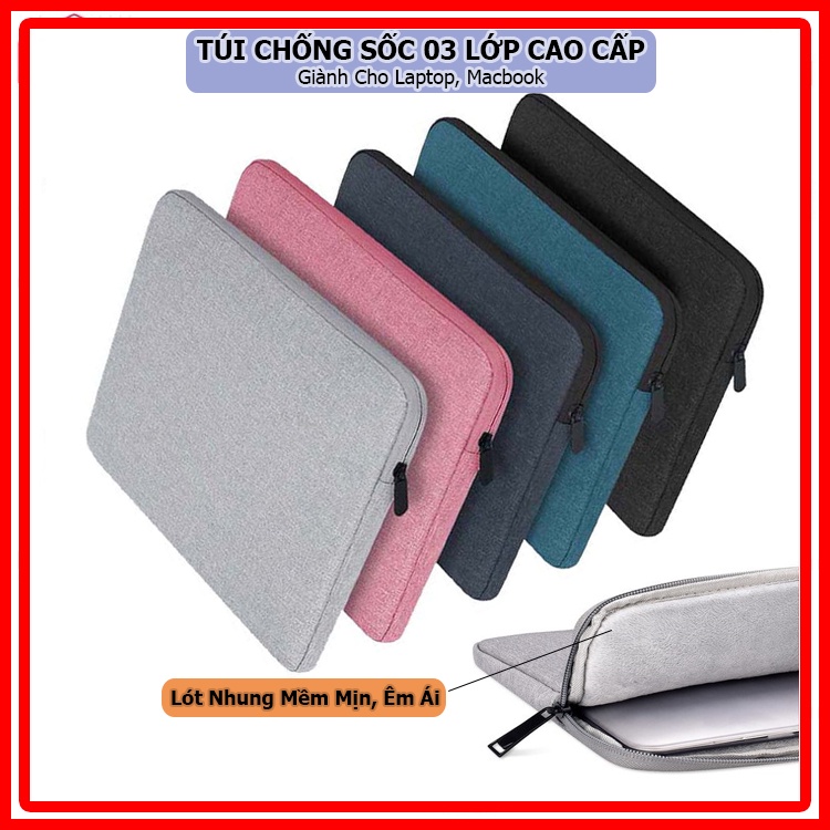 Túi Chống Sốc Laptop Macbook 03 Lớp Êm Ái Chống Nước Bảo Vệ Laptop