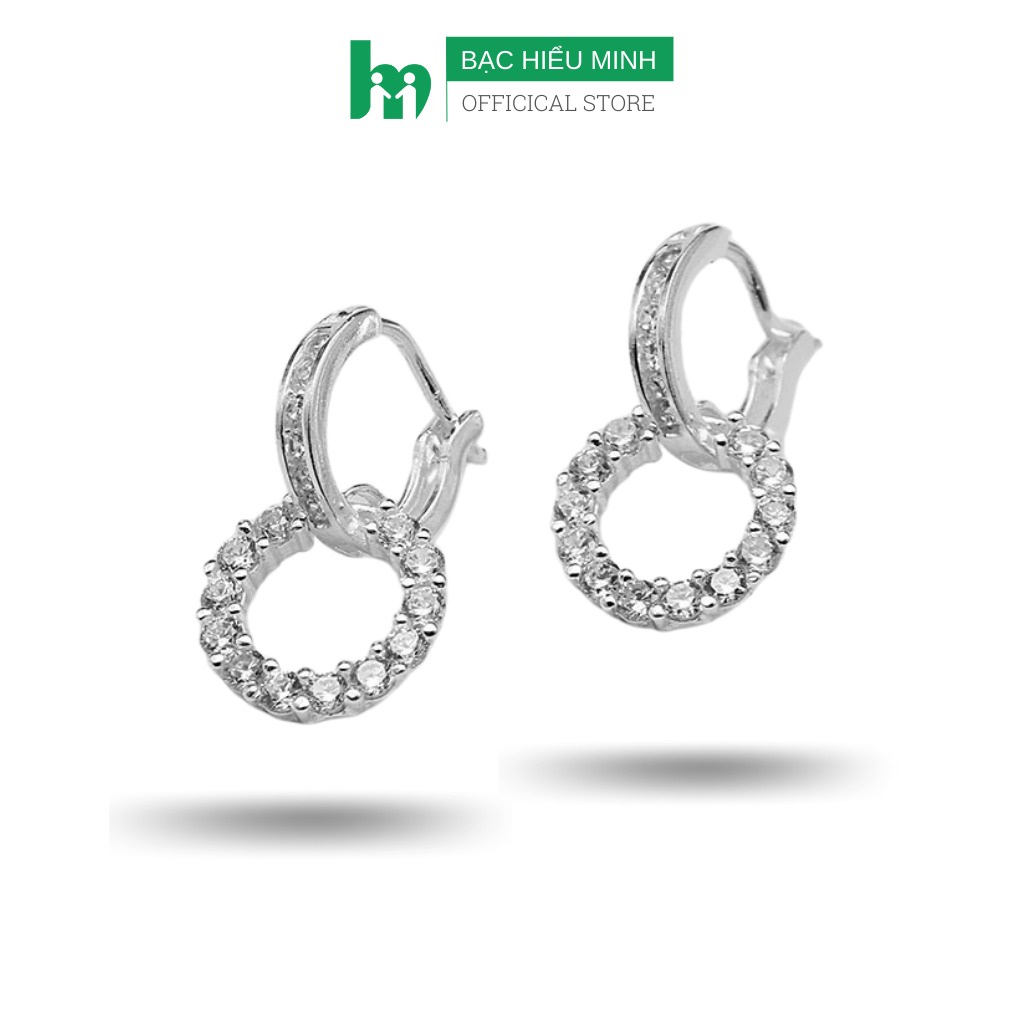 Hoa Tai Nữ Bạc Hiểu Minh HT333 Hình Tròn Đính Đá