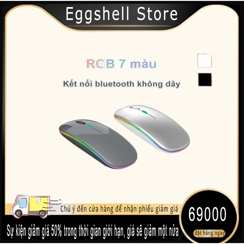 chuột không dây a2 thiết kế thon gọn, không tạo tiếng ồn, pin sạc dùng cực trâu, led 7 màu sinh động - barlow store